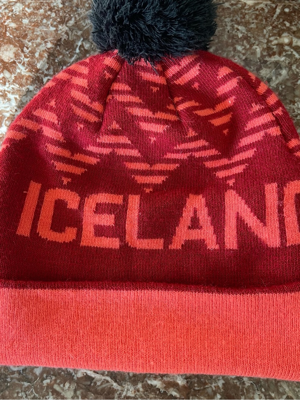 Icewear Iceland Bjarney Kids Knit Pom Pom Beanie Hat Orange Red Youth 9-12 Years